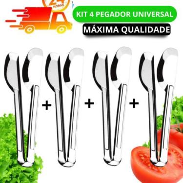 Imagem de Kit 4 Pegadores Univesal De Aço Inox Para Alimentos Saladas e Frios Pa