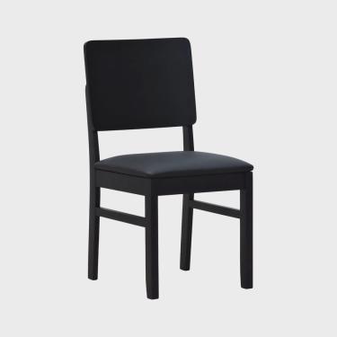 Imagem de Cadeira Quéops Madeira Maciça Encosto Anatômico Assento Estofado Corano Preto