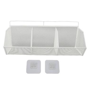 Imagem de Cesta suspensa de 3 grades para pendurar na parede, cestas de armazenamento de cozinha, cestos de armazenamento de metal, cestos de parede sem perfuração, organizador de cesta de armazenamento adesivo