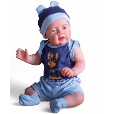 Imagem de Bebê Reborn Menino Davi Policial Corpo de Silicone - Mundo Kids
