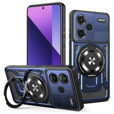 Imagem de Kukoufey Capa compatível com Xiaomi Redmi Note 13 Pro+ 5G 23090RA98C 23090RA98G 23090RA98I, compatível com MagSafe, suporte magnético giratório de 360 graus, capa para celular azul