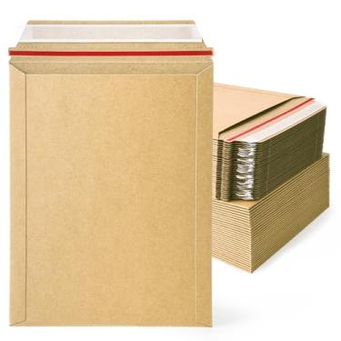 Imagem de zmybcpack Pacote com 50 envelopes de papelão Kraft rígidos de 17,8 x 23 cm, envelopes fotográficos para CD, fotos, documentos