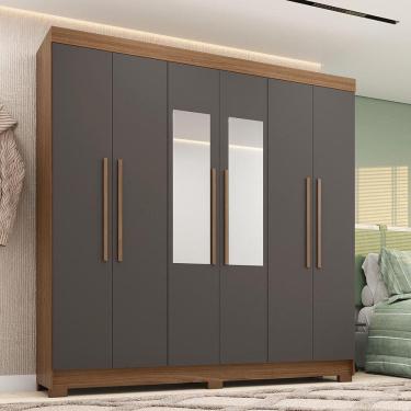 Imagem de Guarda-roupa Casal 194,4cm 6 Pt 2 Gv C Esp Horácio Estilo Mm Jatoba/grafitte