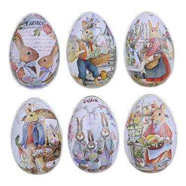 Imagem de Caixa de doces em forma de ovo de páscoa vazia ovo de páscoa preenchível ovo de páscoa para cesta de Páscoa, 6 peças
