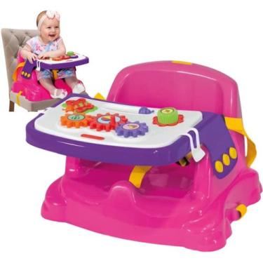 Imagem de Cadeirinha de Alimentação para Bebê Didática Portátil Rosa 2 em 1 Poli