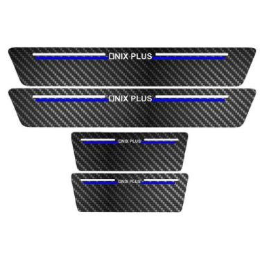 Imagem de Kit Soleira Protetora Porta Premium Blue Carbono Onix Plus - Jhow Ades