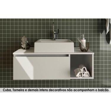 Imagem de Bancada De Banheiro Suspenso Bn3601 1 Porta Cor Branco - Tecno Mobili