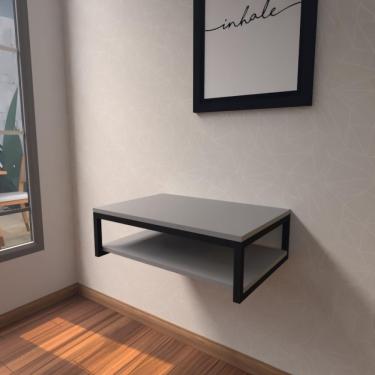 Imagem de Aparador Industrial Cinza Moderno Cantinho Café Escritorio Simples Bancada Suspensa