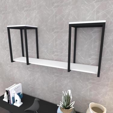Imagem de Prateleira Industrial Suspensa Estante Parede Nicho Branco Cozinha Escritorio Sala Quarto Infantil