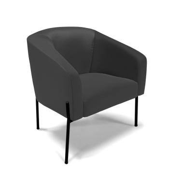 Imagem de Poltrona Pé De Ferro Preto Sala De Estar Stella Corino D03 - D'rossi Cor Preto