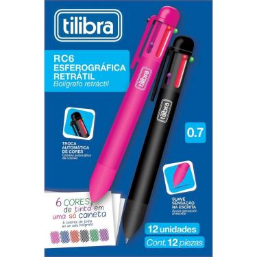 Imagem de Caixa Caneta Esferográfica Rc6 Cores Tilibra - 0.7mm C- 12 Unidades