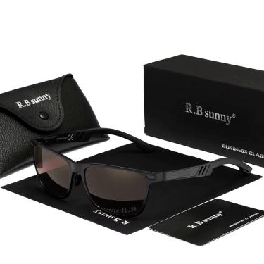 Imagem de Óculos De Sol Polarizados Para Homens E Mulheres Estilo Retangulares Design Piloto Uv400 Preto Marrom
