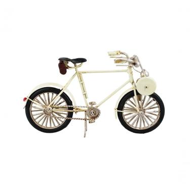 Imagem de Bicicleta Miniatura Creme Estilo Retrô Vintage 13x22x8cm