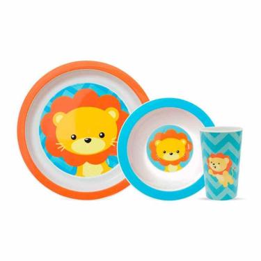 Imagem de Kit Refeição Infantil - Prato - Bowl - Copinho - Animal Fun - Leão - Buba