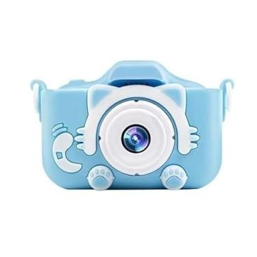 Imagem de Câmera Infantil Digital Filmadora Mini Máquina Fotográfica Filma Grava Tira Foto de Verdade Gatinho (Azul)