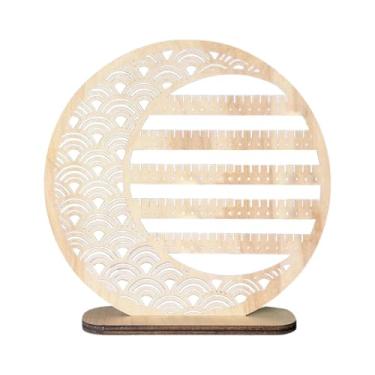 Imagem de KiBcsLic Organizador de porta-brincos com design rústico, suporte de madeira com 5 camadas para joias femininas, suporte para pendurar brincos, para cômoda e, Cor de Madeira Clara