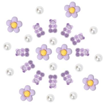 Imagem de CIKKITZ 27 peças de pingentes de flores para sandálias de tamancos, acessórios de urso para meninas, pingentes de decoração de sapatos DIY para mulheres, lembrancinhas de festa, generic, Resina