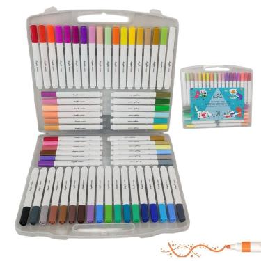 Imagem de Canetinha Caneta Marcador 60 Cores Tinta Acrilica Permanente A Prova dAgua Estojo Pintura Desenho Escultura Artesanato