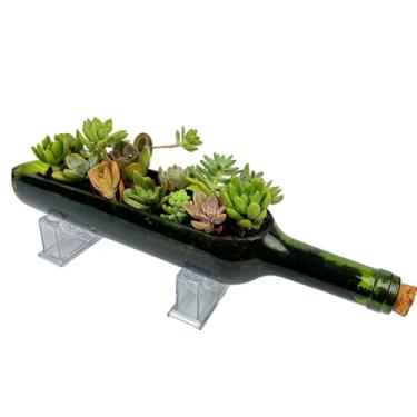 Imagem de DONZIKLE Vaso para garrafa de vinho com suporte, garrafa de vinho, vasos de suculentas para plantas/cacto/flor, vaso com suporte de vela de vidro, bandeja de salada de frutas, sem planta