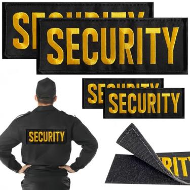 Imagem de Jongdari 4 peças de patch amarelo de segurança, bordado de gancho e laço para colete tático policial uniforme de guarda (2 pequenos e 2 grandes)