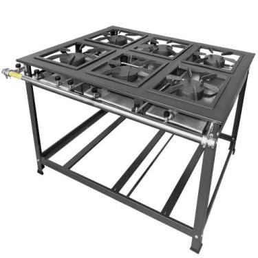 Imagem de Fogão Industrial 6 Bocas Luxo Alta Pressão MR Fogões 40x40 P8