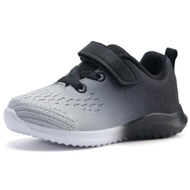 Imagem de COODO Tênis esportivo de corrida para meninos e meninas, Preto dégradé, 10 Toddler