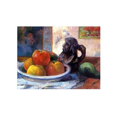 Imagem de Natureza Morta Quadro Parede em Tela-Famosas Pinturas para Sala de Jantar-Jarro de maçãs e peras-Decoração Cozinha Vintage 20x25cm Sem Moldura