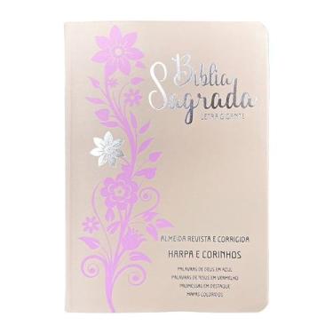Imagem de Bíblia Sagrada ARC FC Capa PU Luxo Flor Rosa e Rose PDA PJV PED MC Har