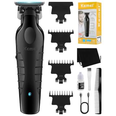 Imagem de KEMEI Trimmer Professional Men 's Cordless Haircut Kit de corte de cabelo elétrico para barba, aparador de contorno de lâmina T Zero Gap masculino, KM-2299