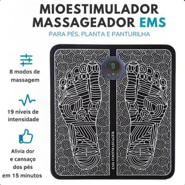 Imagem de Kit Tapete + Mini Massageador EMS Pés Preto - LIPPIN