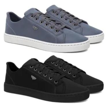 Imagem de Sapatênis Masculino Casual Leve Adulto Kit Dois Pares (Preto e chumbo, BR, Adulto, Numérico, 40)