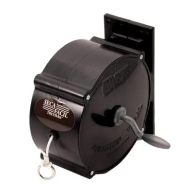 Imagem de Varal De Roupas Retrátil Recolhivel Para Parede Seca Fácil Com Corda De 30m Manivela Carretilha Para Apartamento(PRETO)