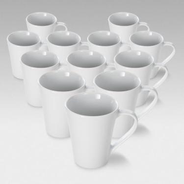 Imagem de Kit com 12 Unidades de Canecas de Porcelana, Formato Tulipa, 200 ml, 10 x 8,5 cm