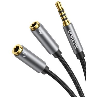 Imagem de Divisor de fone de ouvido UGREEN 3,5 mm, 2 fêmeas para 1 macho, microf