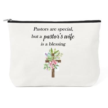 Imagem de Presentes de agradecimento da esposa do pastor – bolsa de cosméticos pequena bolsa de maquiagem bolsa com zíper Dia de apreciação do pastor Christian Thank You Birthday Christmas Presentes de viagem