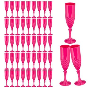 Imagem de Rkyhwowby Taças de champanhe de plástico, taças de vinho, taças de champanhe inquebráveis, reutilizáveis para casamentos, despedidas de solteiro, brindes e eventos (48, rosa)