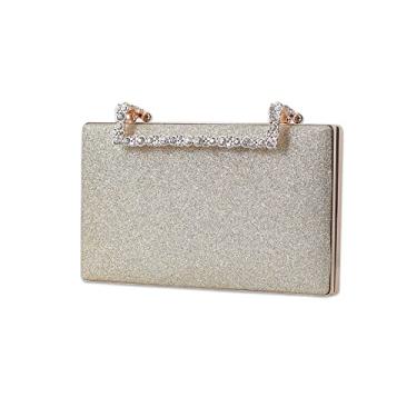 Imagem de CORIOS Bolsa feminina clutch com glitter para noite com lantejoulas, bolsa de mão brilhante, bolsa de casamento, Ouro claro, Large