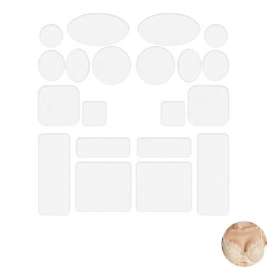Imagem de LIEBSTER Pacote com 20 adesivos de reparo de sutiã de microfibra – Kit de fixação autoadesiva, 10 formas × 2, fixação sem costura (02 branco)