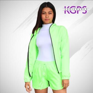 Imagem de Conjunto Jaqueta Corta Vento e Short Curto Tecido Tactel - Verde - Cow