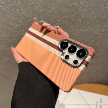 Imagem de Capa de celular de fibra de carbono com textura rígida para Samsung S25 S24 S23 Ultra Plus, estrutura de metal, capa para carregamento sem fio, F11, para Galaxy S23+