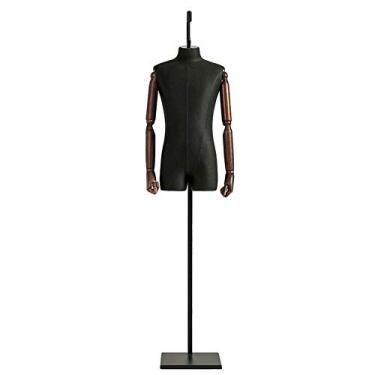 Imagem de CUTPOIY Manequim moldado masculino pendurado em forma de tronco com suporte de metal, para exibição de calças de roupas, cintura longa, preto, altura ajustável 120-182 cm Interessante