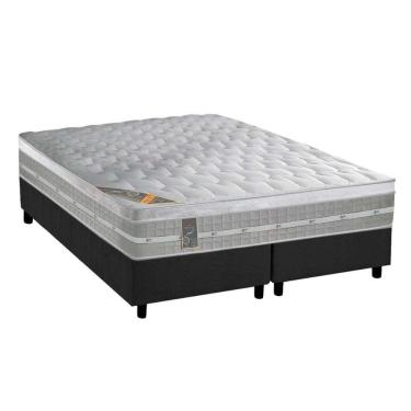 Imagem de Cama Box King: Colchão Molas Ensacadas Castor Premium Gel + Base Crc Suede Gray (193x203)