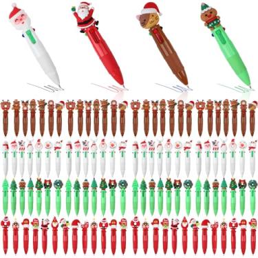 Imagem de SAYAYA 120 canetas esferográficas 4 em 1 de Natal, multicoloridas, retráteis, 0,5 mm, boneco de neve, para presentes de Natal, estudantes, material de escritório escolar