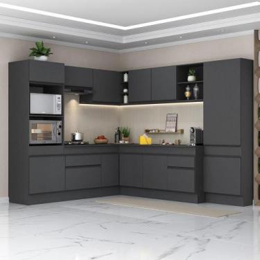 Imagem de Armário De Cozinha Completa De Canto Preto - MULTIMOVEIS