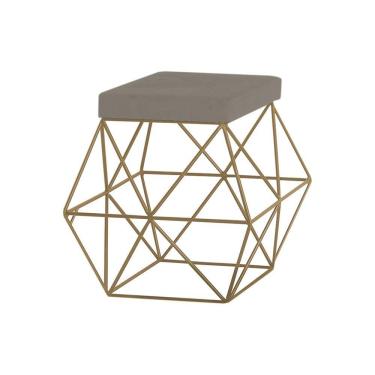 Imagem de Puff Decorativo Base Gold Trixie Veludo Cinza Gran Belo