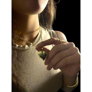 Imagem de Kit Banhado: 3X1 5Mm, Corações, Pingente, Anel, Brinco - Tojoia18K