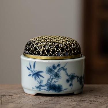 Imagem de Queimador de incenso de cerâmica tradicional (azul e branco-A)