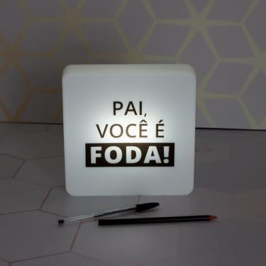 Imagem de Luminária Slim Box LED Decorativa, Luz Noturna com Mensagem em Português, Caixa Luminosa Branca para Mesa