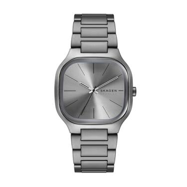 Imagem de Skagen Relógio masculino Mellem de aço inoxidável cinza com três ponteiros, Cinza