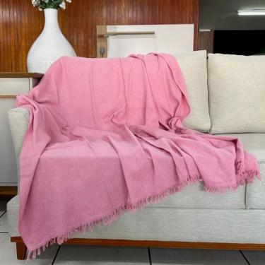 Imagem de Manta Para Sofá E Cama 2,20x1,70 Capa Protetor E Cobertor De Sofa Grande 2 E 3 Lugares Terracota Rosa Bebê